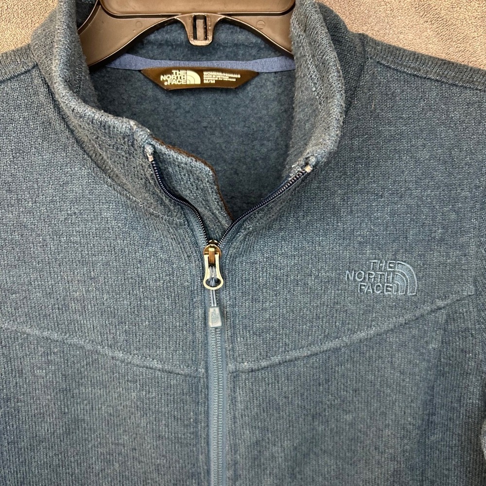 The North Face Womens Medium Crescent‎ Full Zip Fleece Jacket Teal Blue